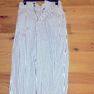 White denim with thin blue stripes
